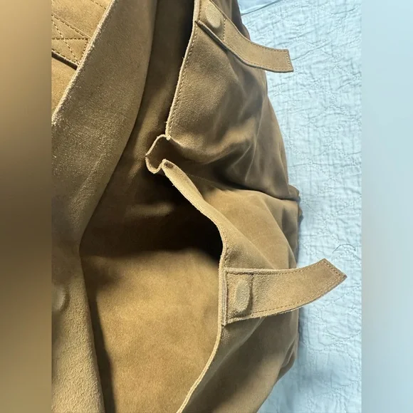 Men's H&M Atelier Suede Tote Bag Brown Large Minimalist Leather Shopper A/W 2025 - Picture 11 of 12